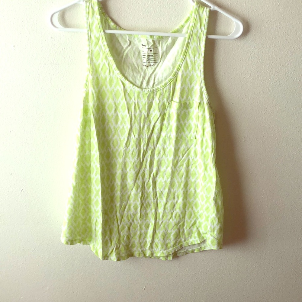Lime green frocket tank.